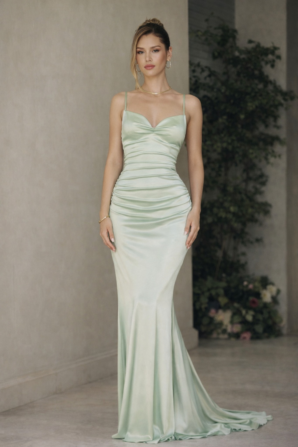 LA Basic Fitted Mermaid Gown Sage