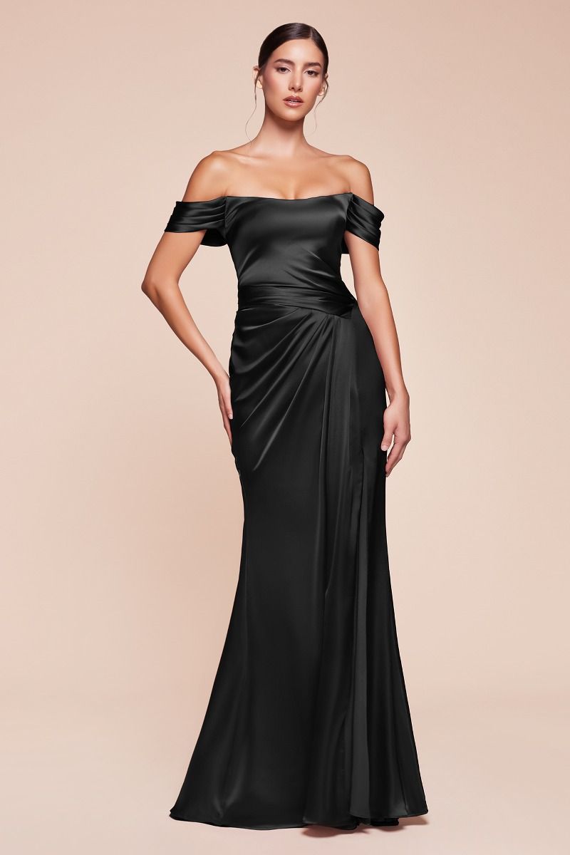 LA Satin Off Shoulder Black