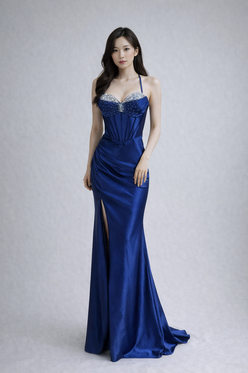 Itzel Satin Dress Navy