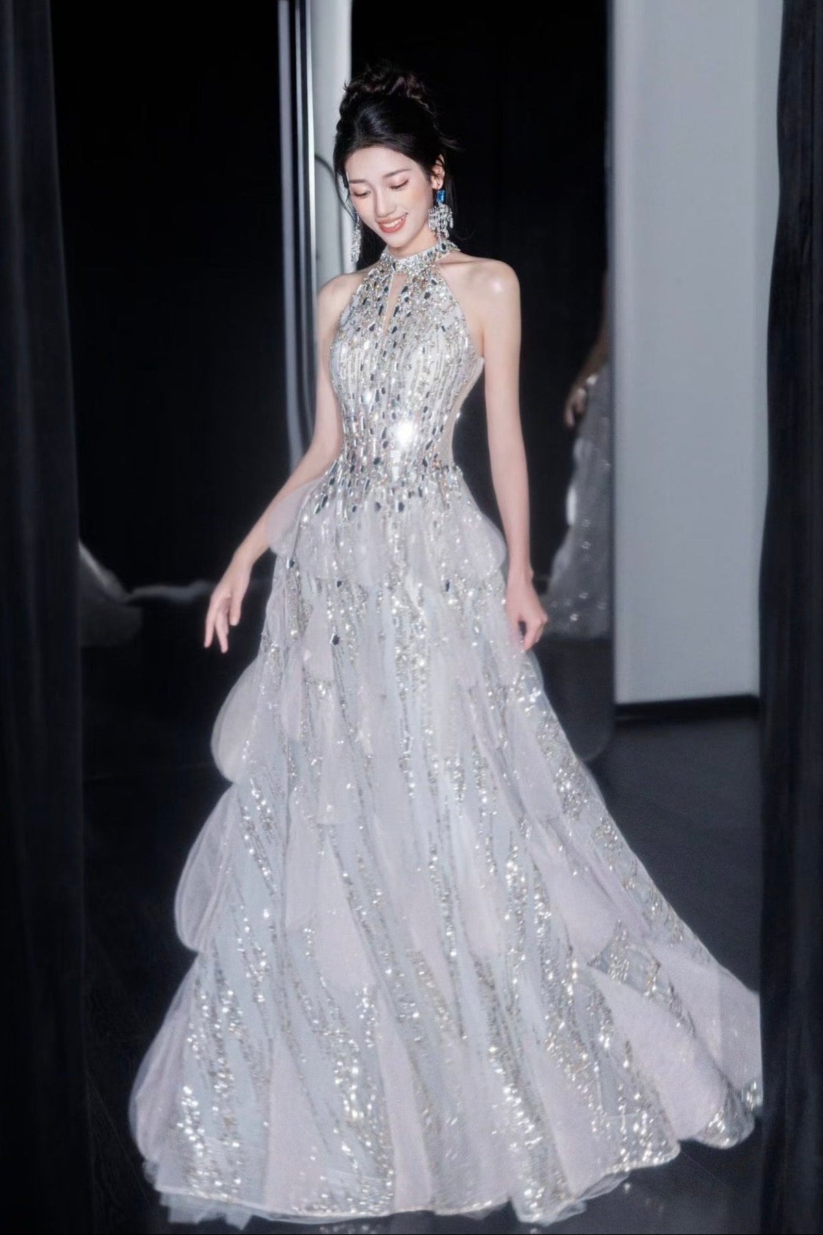 Zanetta Diamond Dress Silver – Rossie Gown & Dress