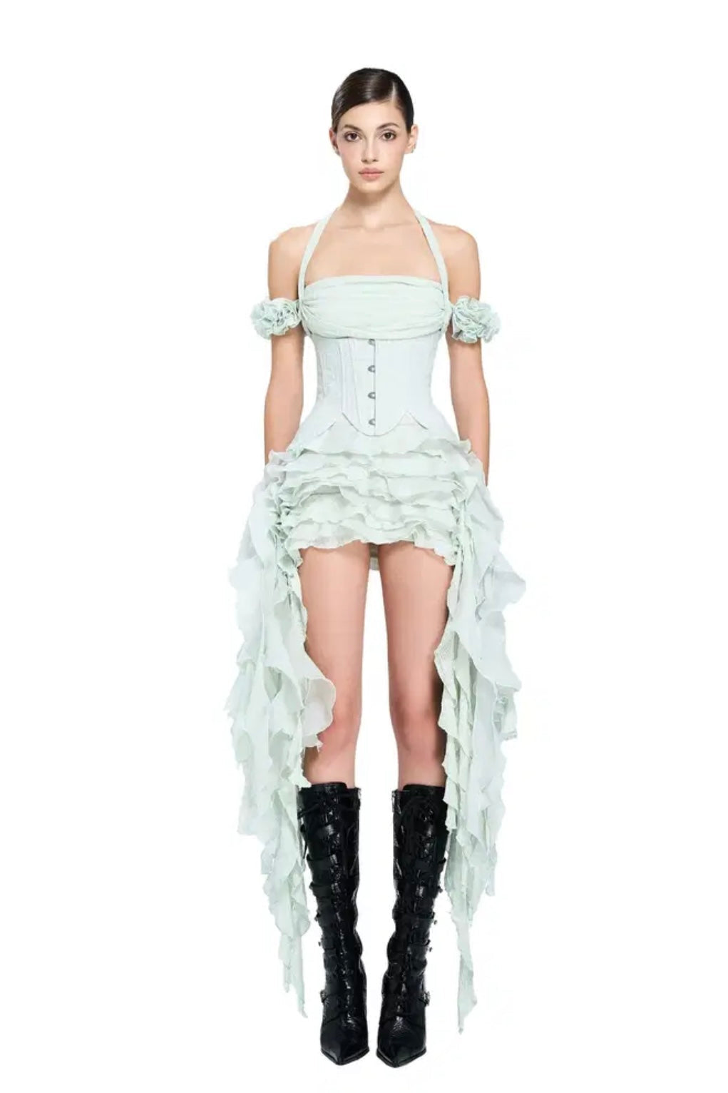 V Fancia Layer Dress Sage