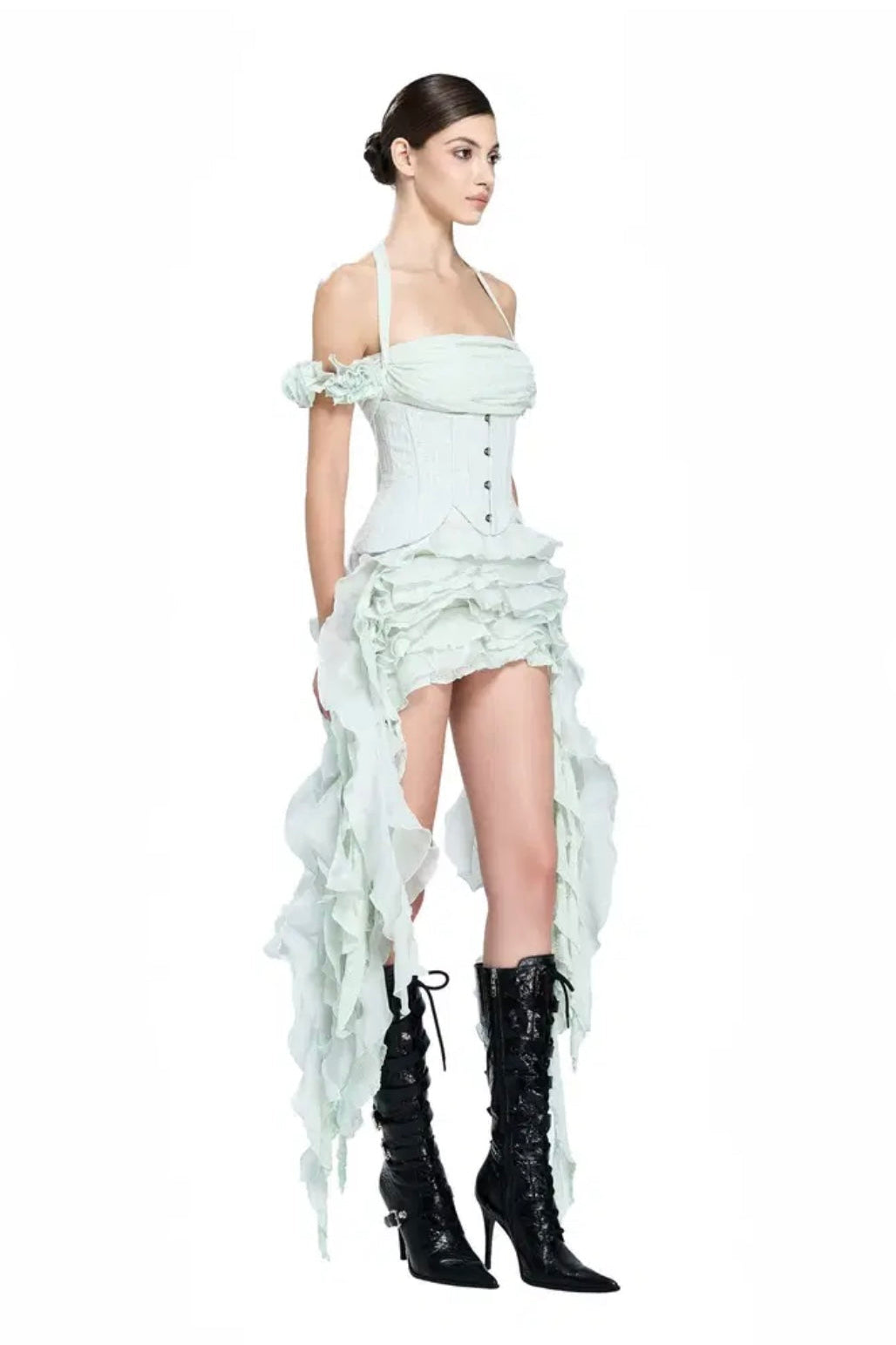 V Fancia Layer Dress Sage