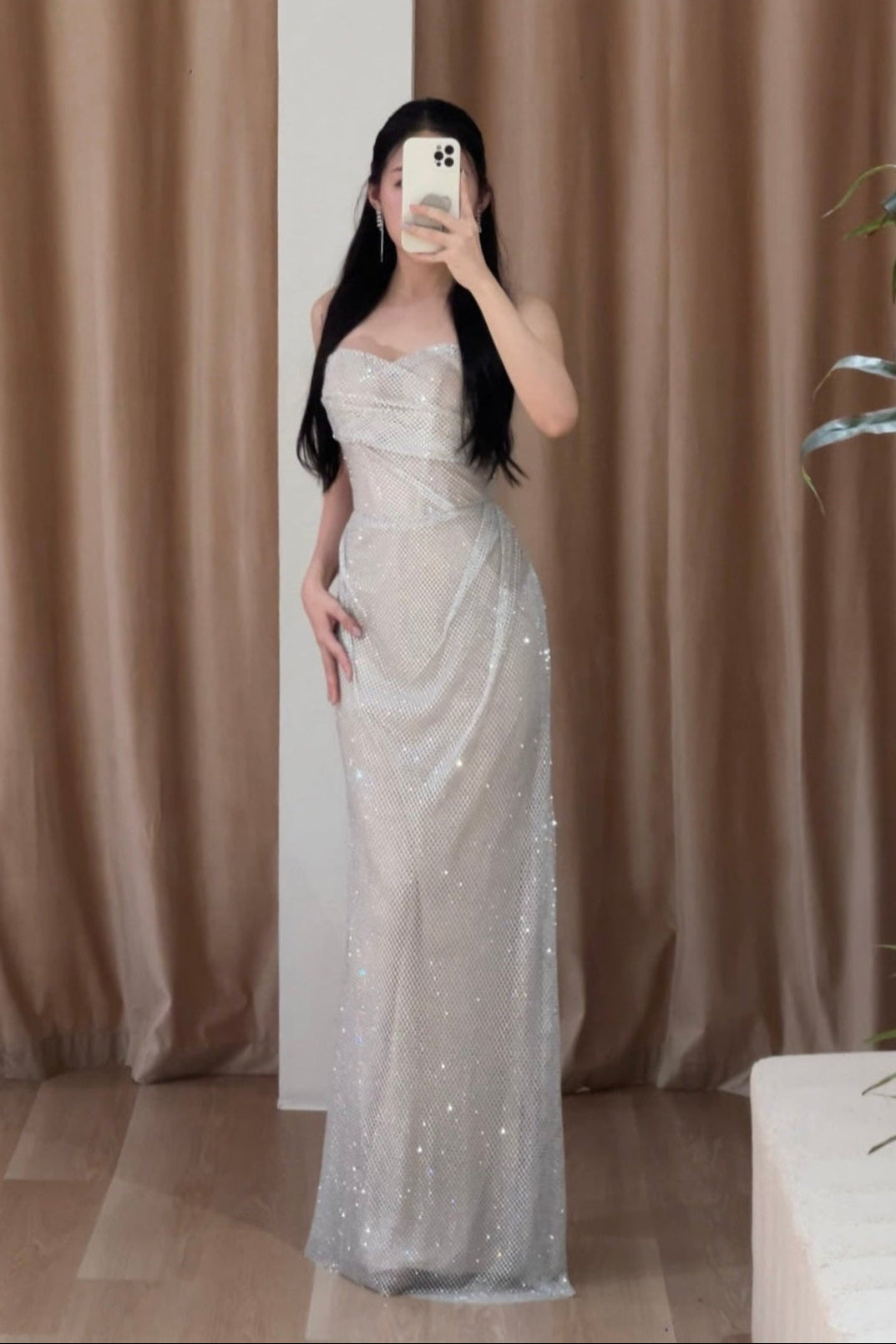 Lafine Diamond Droplet Tube Silver-nude