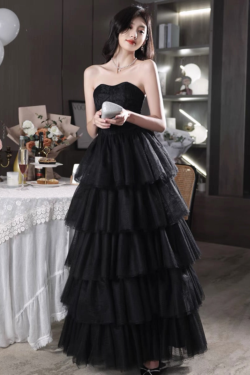 Layer Tulle Gown Black
