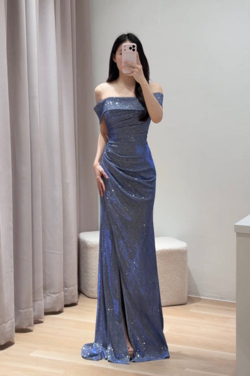 Jadore Dianne Off Shoulder Dusty Blue