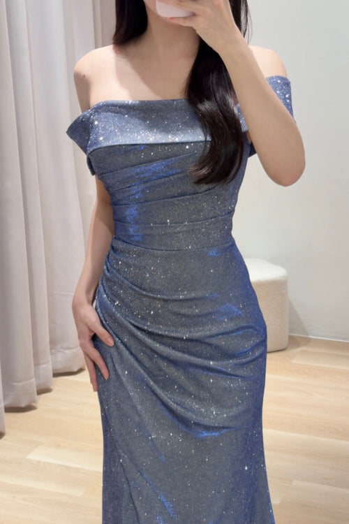 Jadore Dianne Off Shoulder Dusty Blue