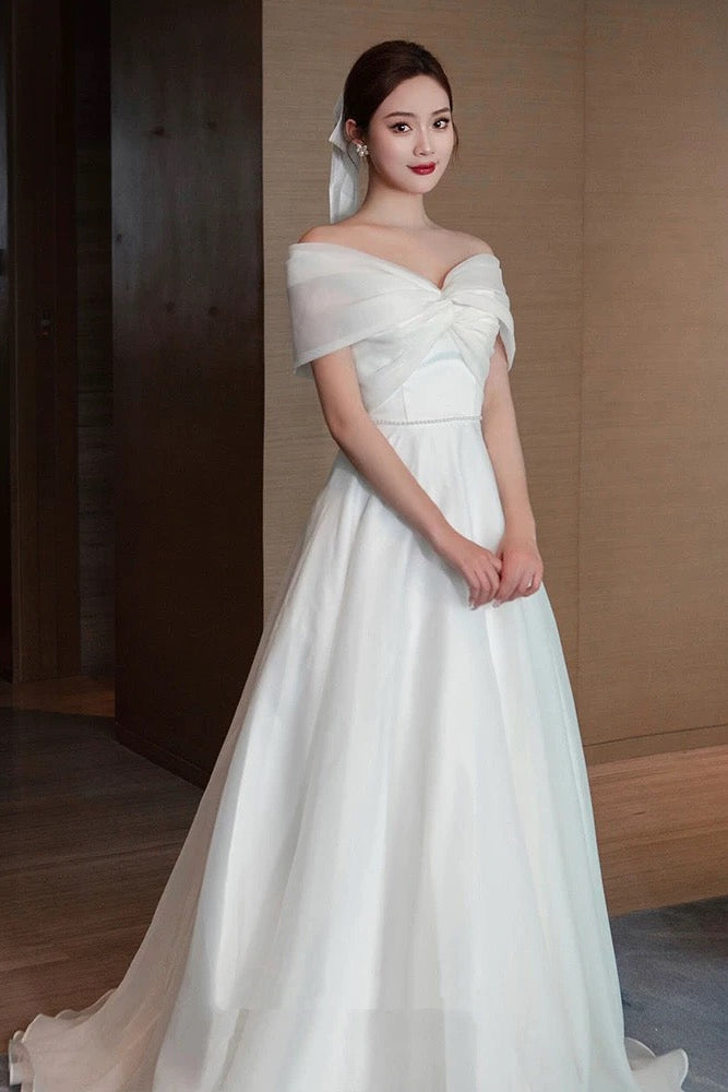 Chiffon Pearla Off Shoulder White