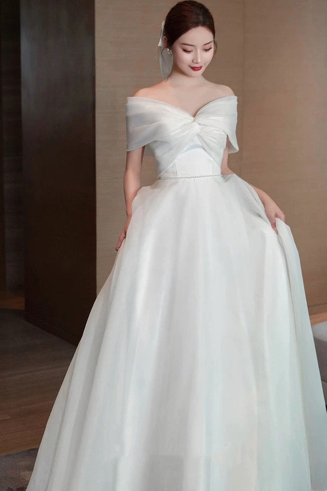 Chiffon Pearla Off Shoulder White