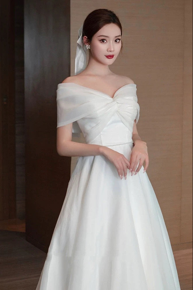Chiffon Pearla Off Shoulder White