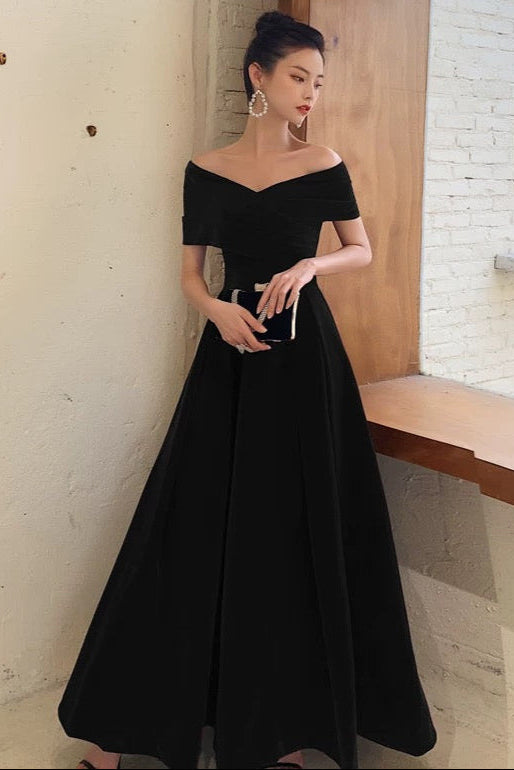 Velvet Suede Off shoulder Aline Black