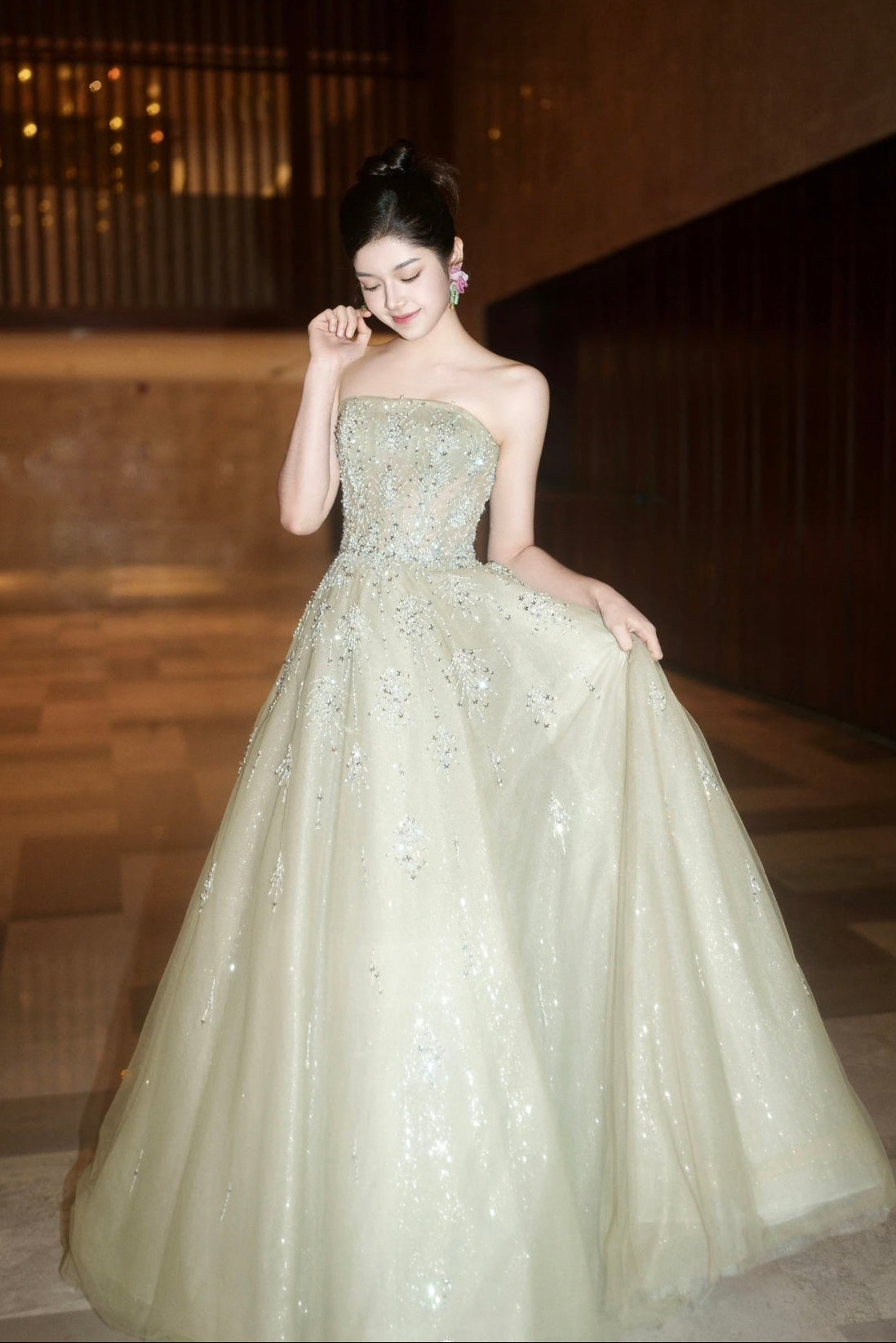SS Olivia Crystal Ball Gown Sage