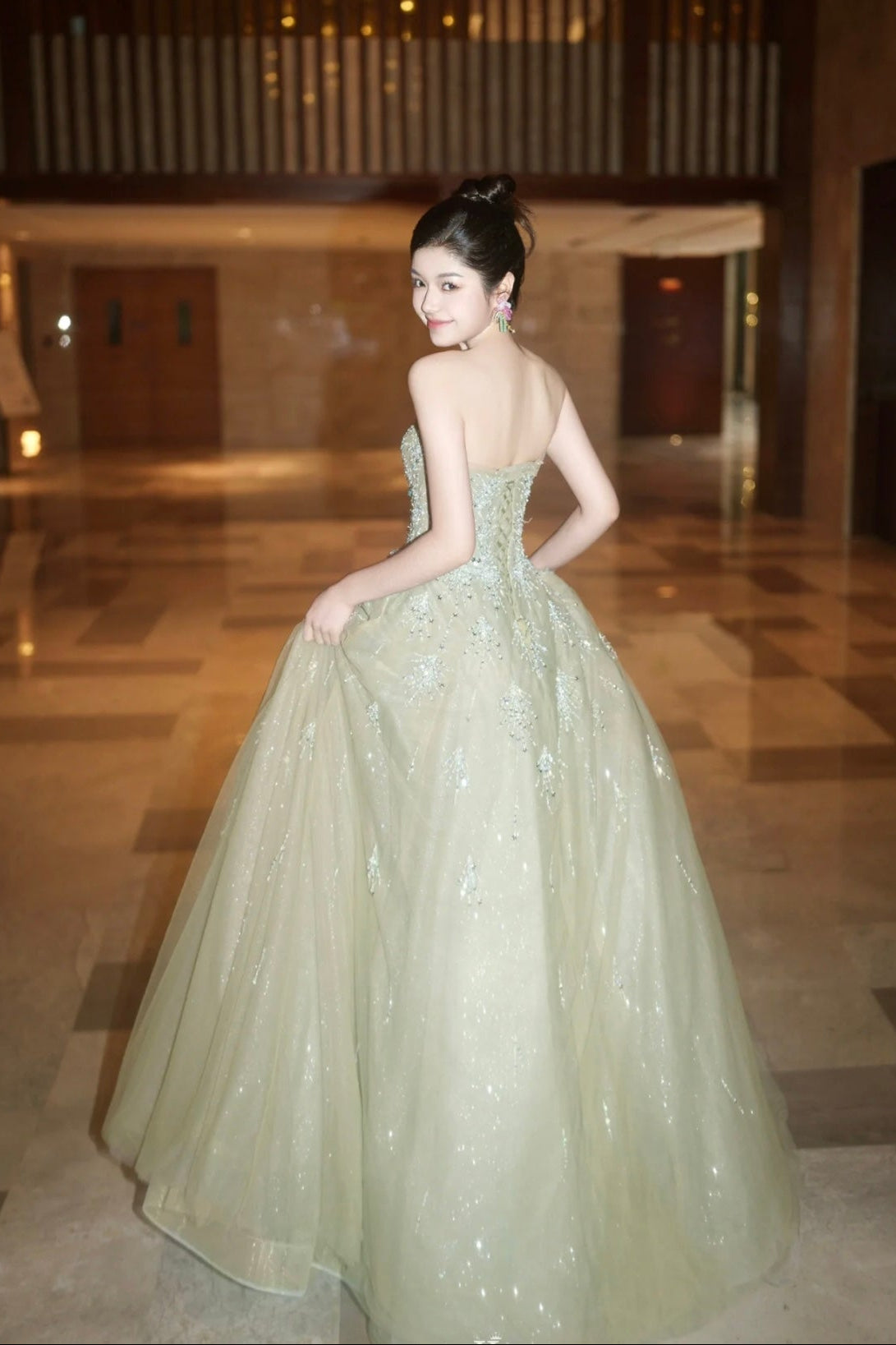 SS Olivia Crystal Ball Gown Sage