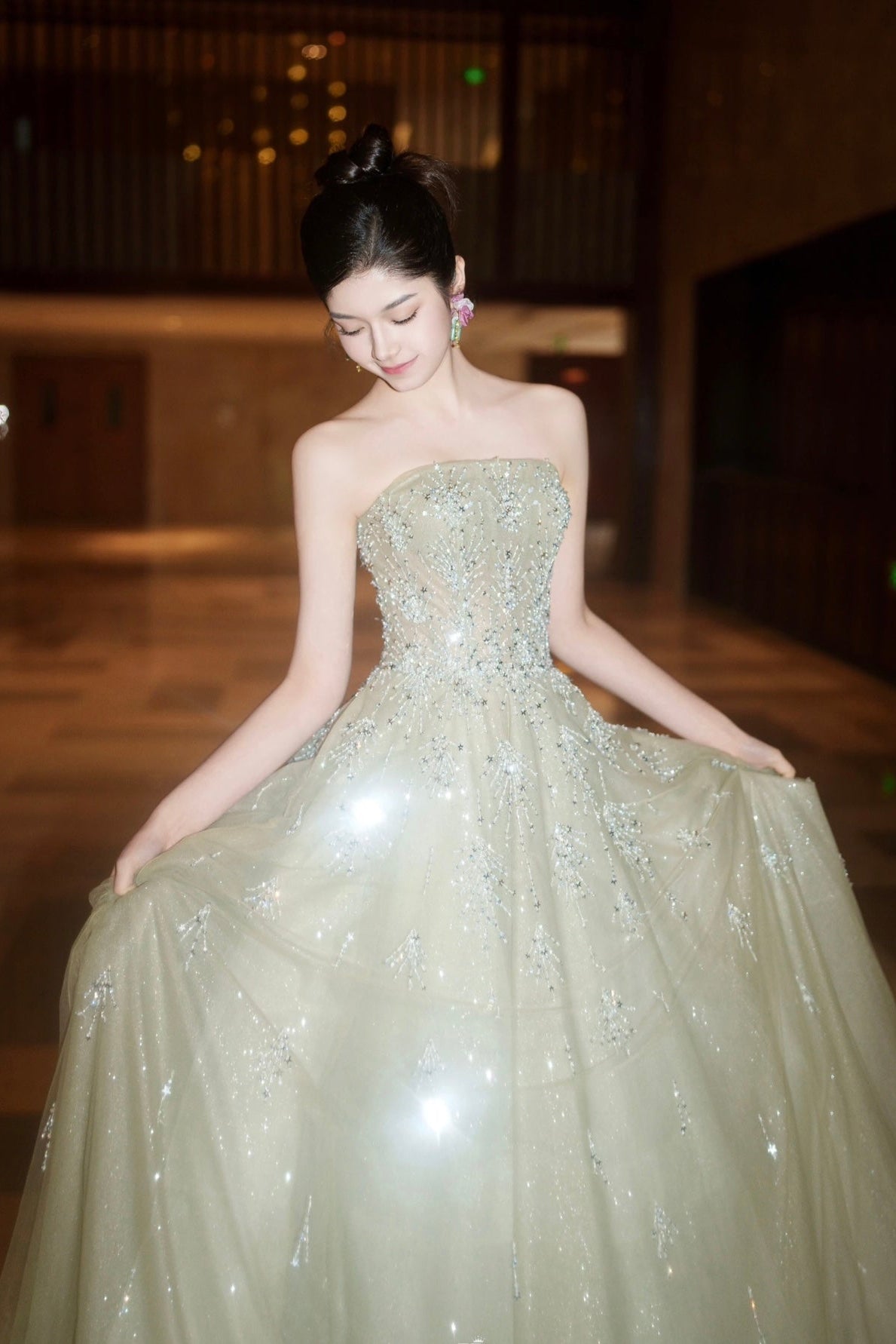 SS Olivia Crystal Ball Gown Sage