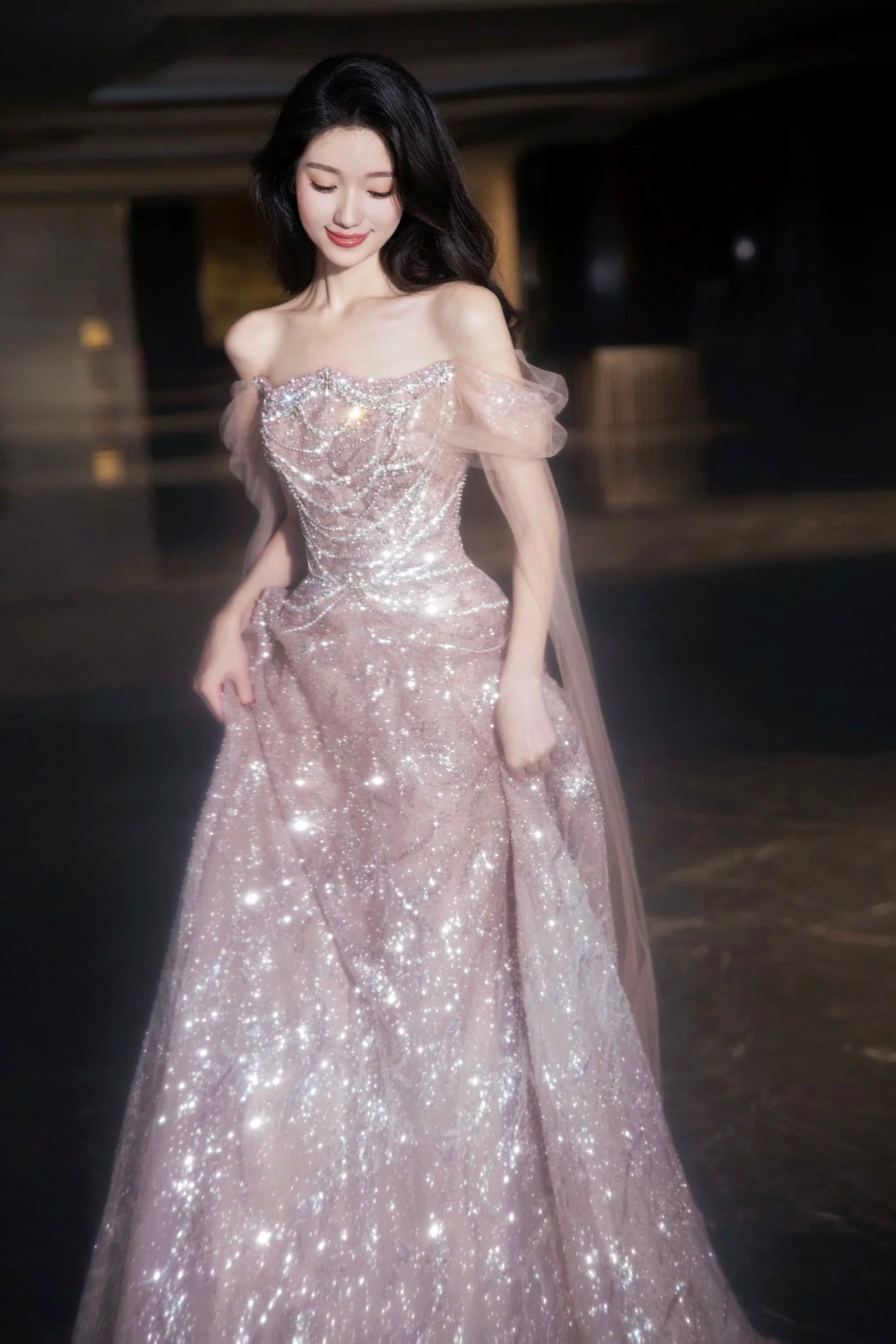 YM Sophie Diamond Gown Pink-Peach