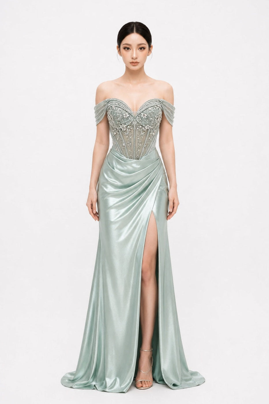 RA101 Off Shoulder Sage Green (Uk2-10)