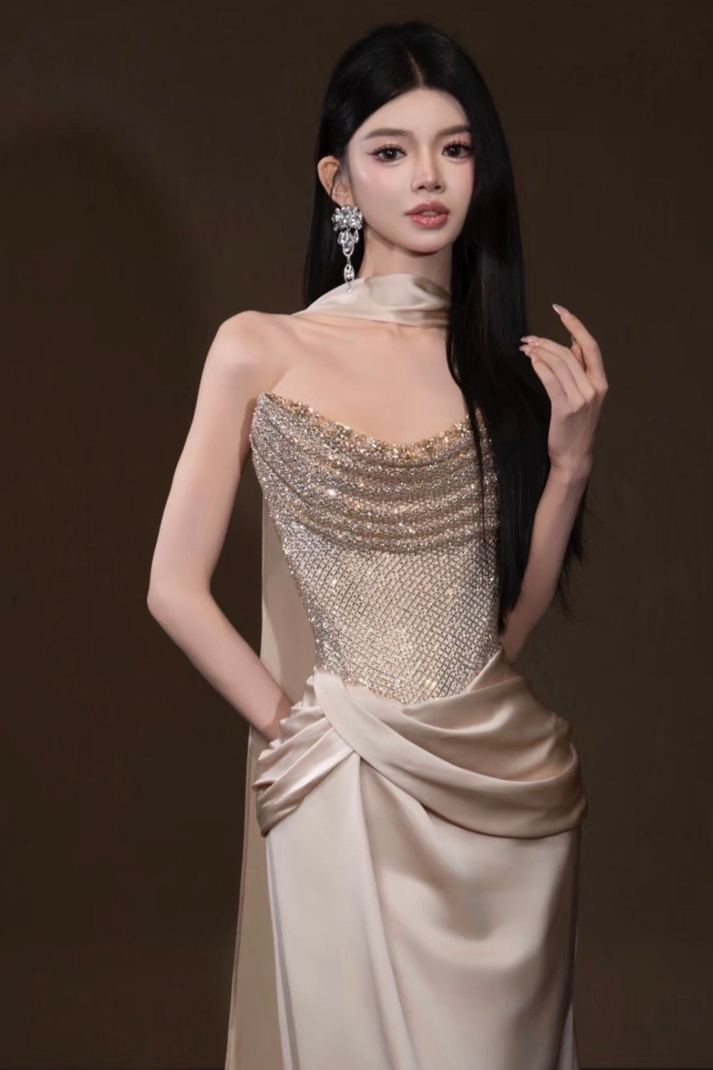 Bianca Champagne with detachable Off Shoulder