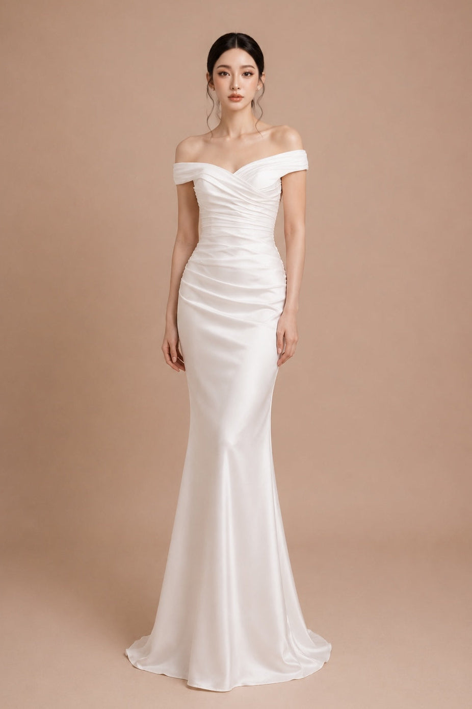 LA Ruched Off Shoulder white (US2-10)