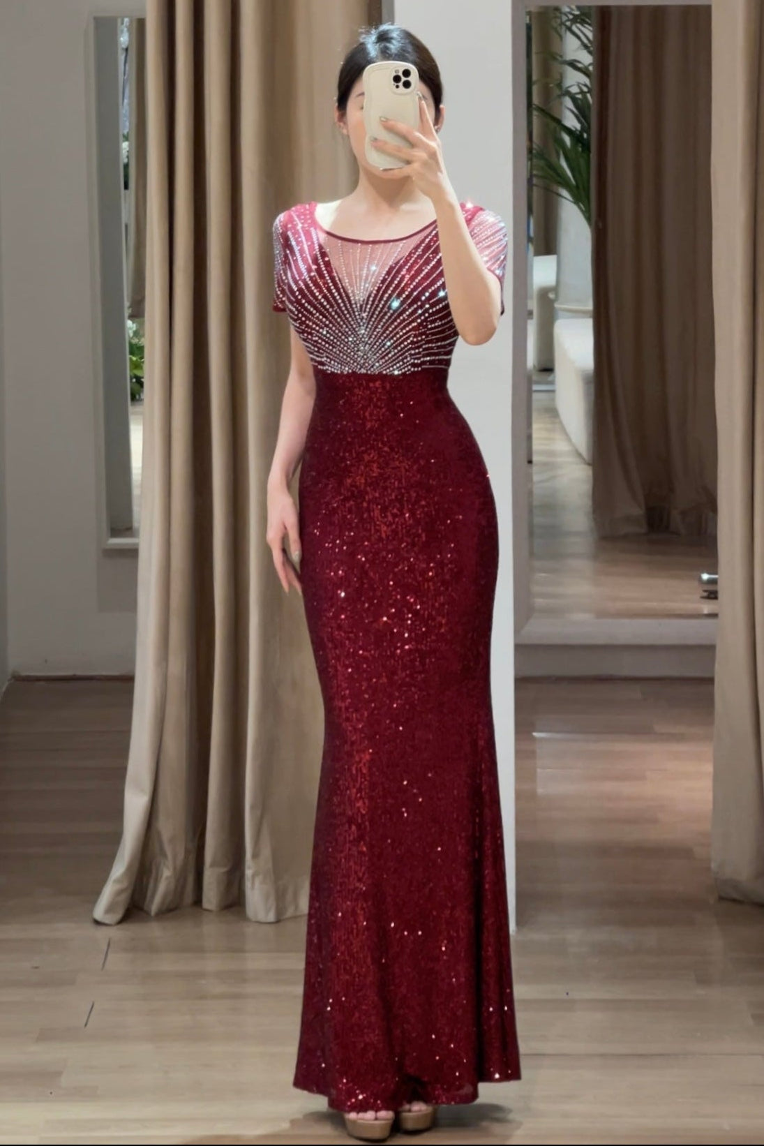 MM Sequin Fitted Red
