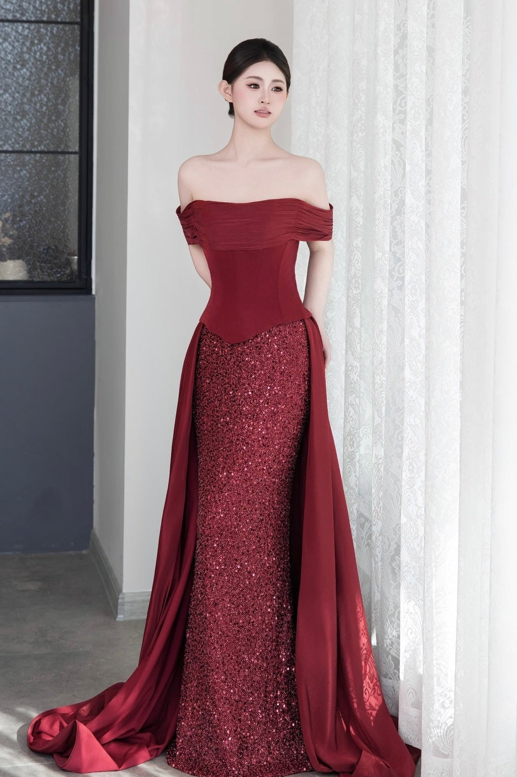 Muse Draped Dress Red (US2-10)