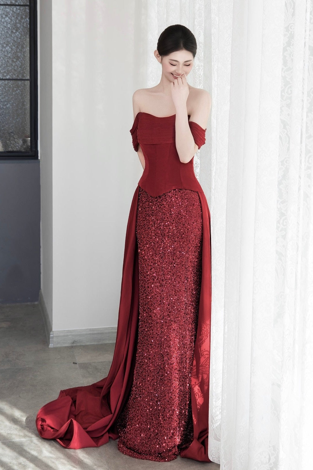 Muse Draped Dress Red (US2-10)