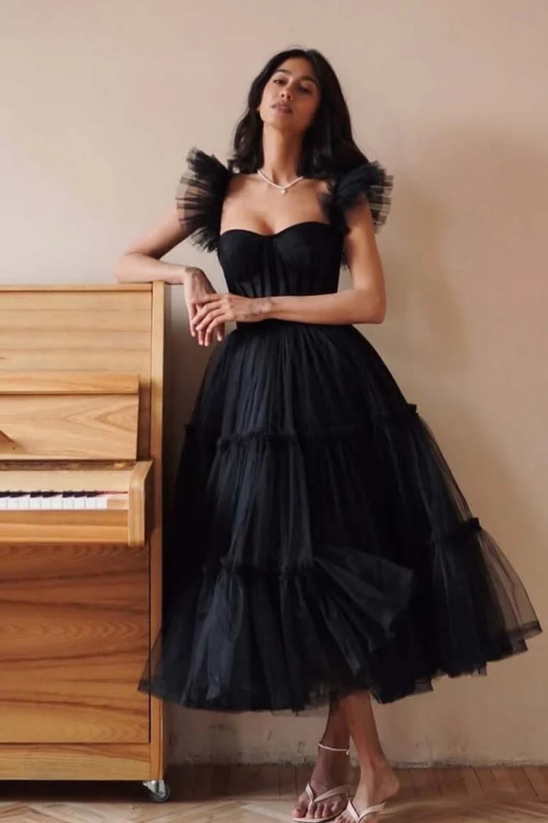 Milla Tulle Midi Black