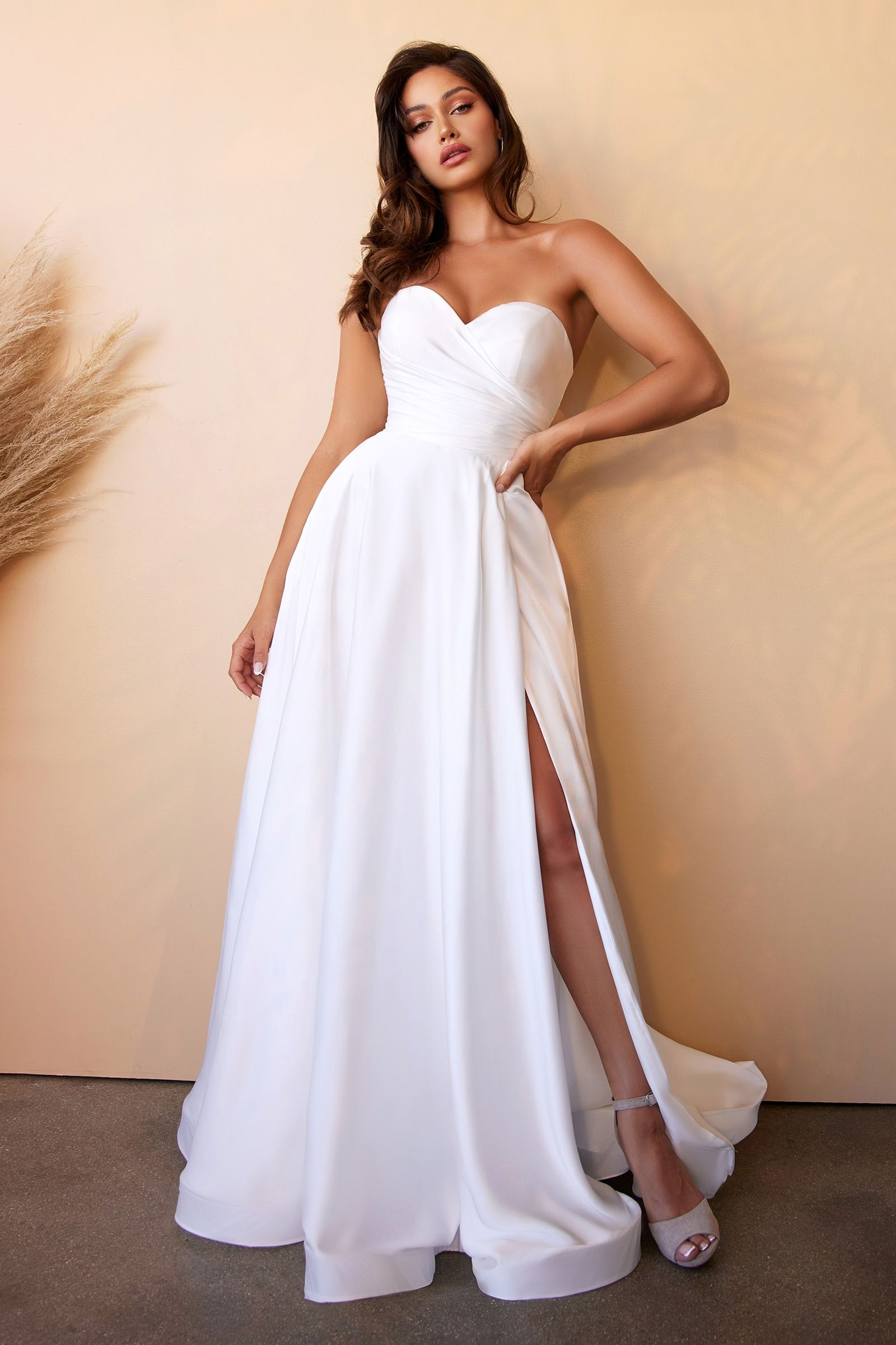 LA Lova Satin A-line White